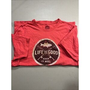 Life Is Good Men's Keep It Reel Medium Smooth Tee Short Sleeve Red